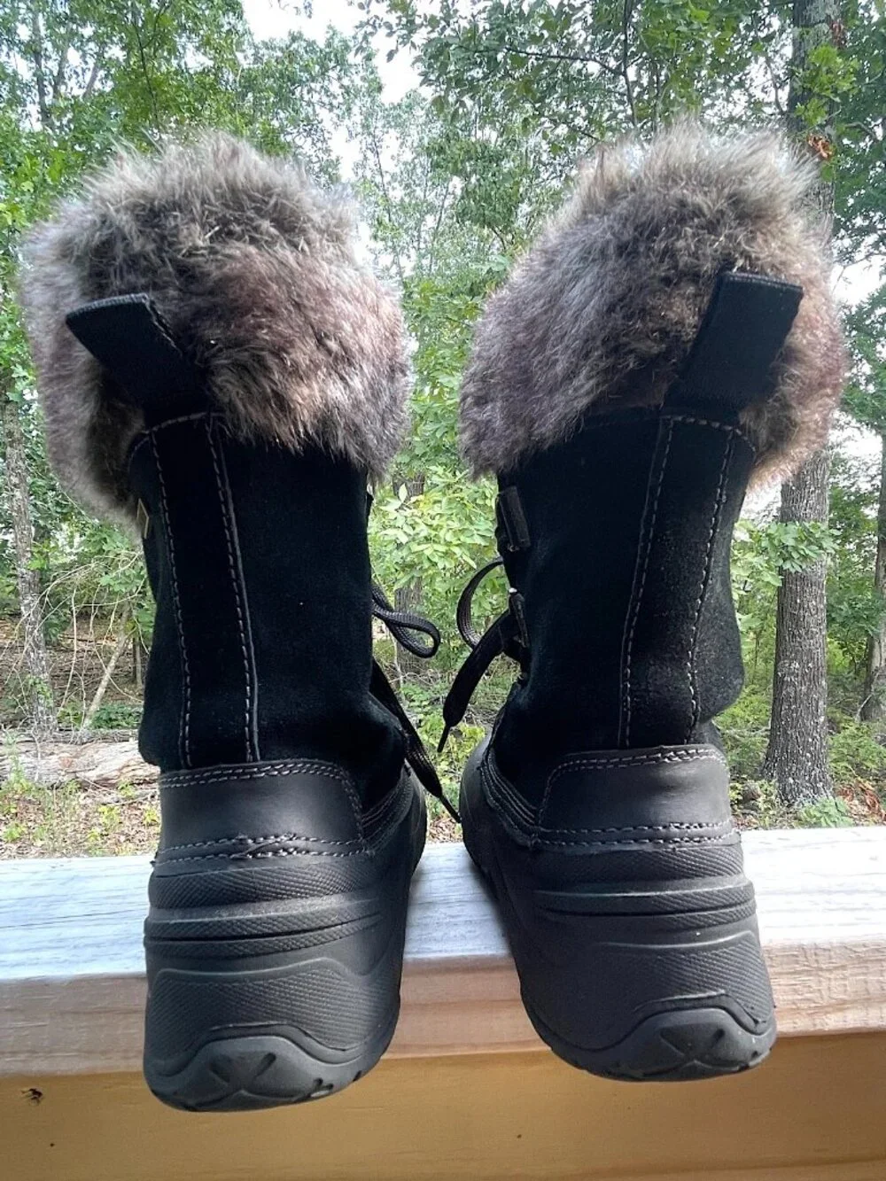 Khombu Slope Snow Boots Sz 8M Gorpcore Faux Fur Lace Up EUC Warm